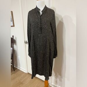 Chic Brown and White Polka Dot Long Sleeve Dress